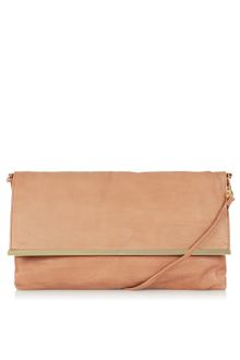 Topshop Leather Metal Bar Clutch - Lyst