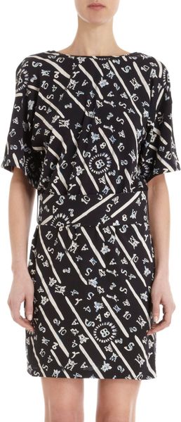 Balenciaga Letters and Numbers Print Short Sleeve Dress - Lyst