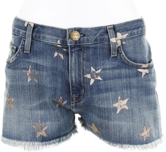 Current/Elliott Faded Denim Mini Shorts with Star Pattern - Lyst