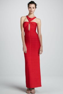 Hervé Léger Cutout Bandage Sheath Gown - Lyst