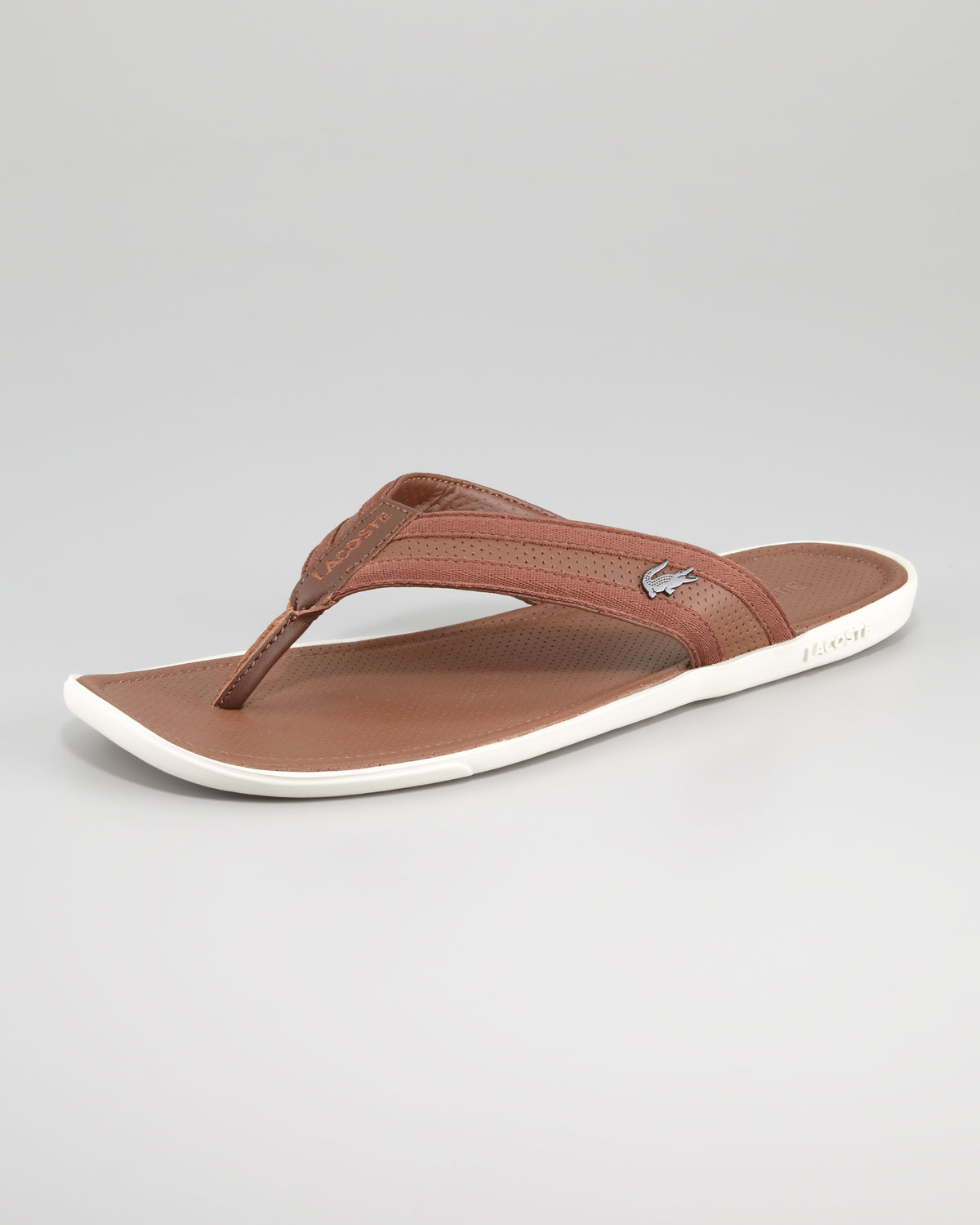 Lacoste Carros Leather Thong Sandal in Beige for Men (tan) | Lyst