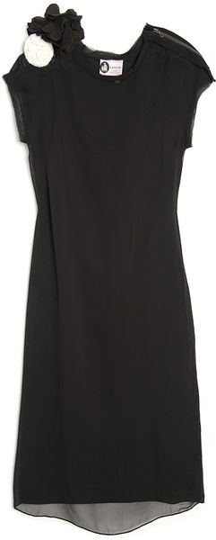 Lanvin Cap Sleeve Flower Dress - Lyst