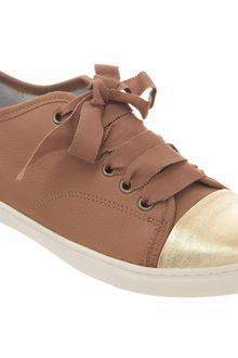 Lanvin Metallic Cap Toe Low Top - Lyst