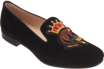 Prada Embroidered Monkey Loafer - Lyst