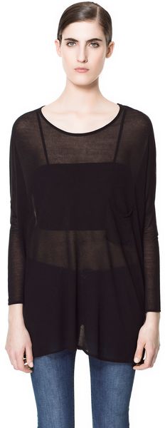 Zara T-Shirt with Pocket - Lyst