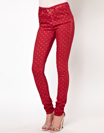 Asos Asos Ridley Ultra Skinny Jeans in Oil Wash Red Spot - Lyst