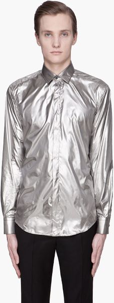 metallic shirt silver