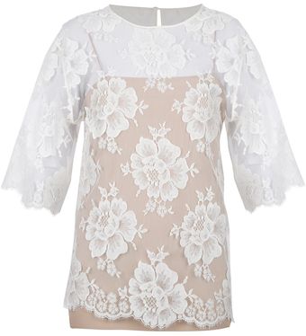Stella McCartney Sheer Lace Blouse - Lyst