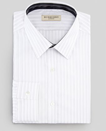Burberry Contrast Trim Striped Dress Shirt - Lyst