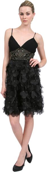 Sue Wong Petal Bubble Organza Cocktail Dress in Black - Lyst