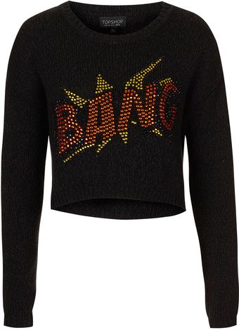 Topshop Knitted Crystal Bang Sweat - Lyst