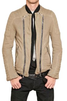 Balmain Cotton Linen Fleece Jacket - Lyst
