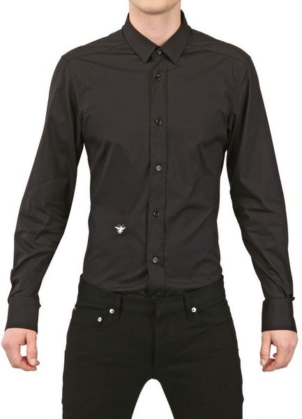 Dior Homme Bee Embroidered Stretch Poplin Shirt in Black for Men | Lyst