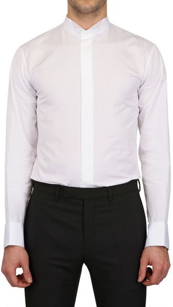 Dior Homme Mandarin Collar Cotton Shirt - Lyst