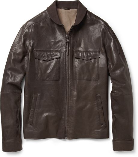 Dunhill Leather Jacket in Beige for Men (cream) | Lyst