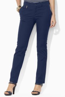 Lauren by Ralph Lauren Straight Leg Cotton Twill Pant - Lyst