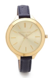 Michael Kors Leather Slim Runway Watch - Lyst