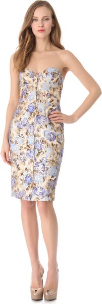 Philosophy di Alberta Ferretti Strapless Floral Dress - Lyst