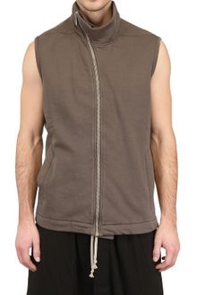Rick Owens Distressed Cotton Fleece Sleeveless Vest - Lyst