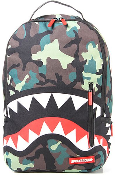 Sprayground The Camo Shark Laptop Backpack in Camo in Green for Men
