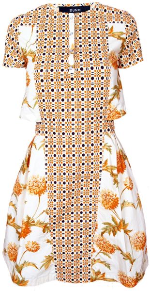 Suno Button Collar Cutout Dress - Lyst