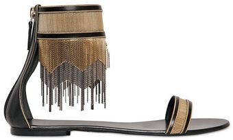 Versace 10mm Metal Fringe Leather Flats - Lyst