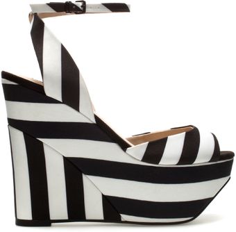 Zara Fabric Wedge Shoe - Lyst