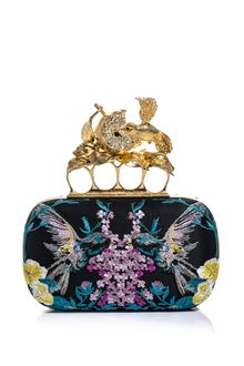 Alexander McQueen Hummingbird Embroidered Box Clutch - Lyst