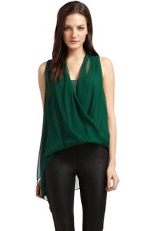 Elizabeth And James Silk Surplice Sleeveless Blouse - Lyst