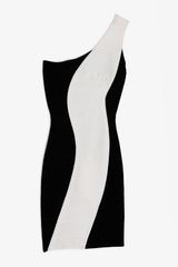 Hervé Léger One Shoulder Colorblock Dress