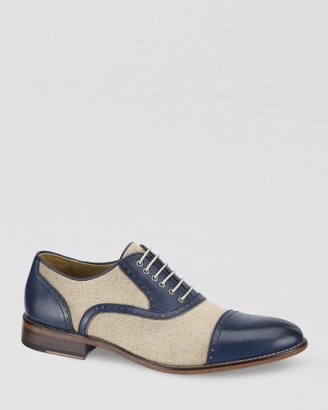 Johnston  Murphy Holbrook Leather Linen Cap Toe Oxfords in Blue for ...