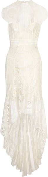 Lover Lace Overlay Silk Gown - Lyst