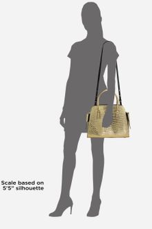 Michael Kors Gia Metallic Crocodile Embossed Leather Satchel - Lyst
