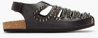 Neil Barrett Black Bufflo Leather Studded Norwich Sandals - Lyst