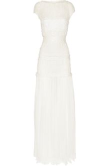 Nina Ricci Lace-Trimmed Silk-Chiffon Gown - Lyst