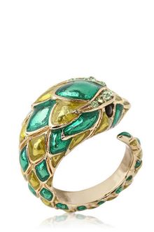 Roberto Cavalli Tiger Swarovski Enameled Metal Ring - Lyst