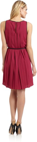 Sachin & Babi Varna Pleated Leather Trim Dress - Lyst