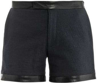 Sea Ny Perforated Leather Trimmed Shorts - Lyst