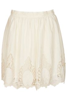 Topshop Cream Cutout Lace Skater Skirt - Lyst