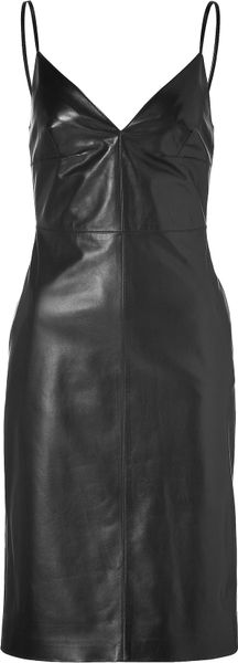 Valentino Black Lambskin Leather Dress in Black - Lyst