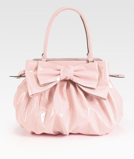 Valentino Lacca Patent Leather Top Handle Bag in Pink (light pink) - Lyst