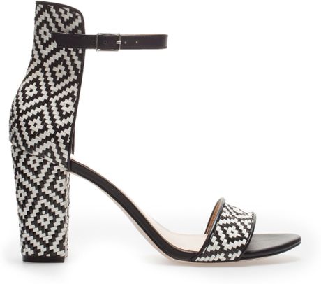 Zara Wideheel Sandal with Ankle Strap in Black (two-tone) - Lyst