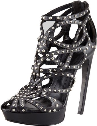 Alexander McQueen Studded Leather Cage Booti - Lyst
