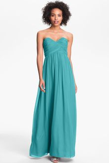Donna Morgan Ruched Silk Chiffon Gown - Lyst