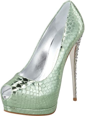 Giuseppe Zanotti Metallic Snakeembossed Pump Gr - Lyst
