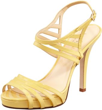 Kate Spade Ven Patent Leather Cage Sandal Yellow - Lyst