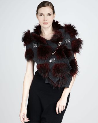 Marc Jacobs Safetypinned Fauxfur Scarf Red - Lyst