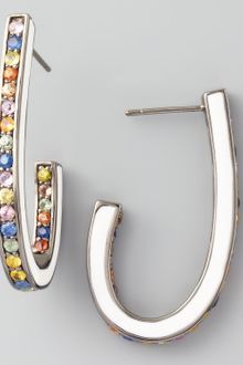 M.c.l By Matthew Campbell Laurenza Pave Sapphire J Hoop Earrings - Lyst