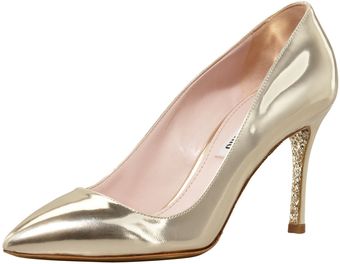 Miu Miu Specchio Pointed Pump Gold - Lyst
