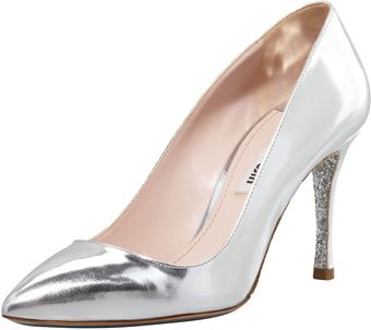 Miu Miu Specchio Pointed Pump Silver - Lyst